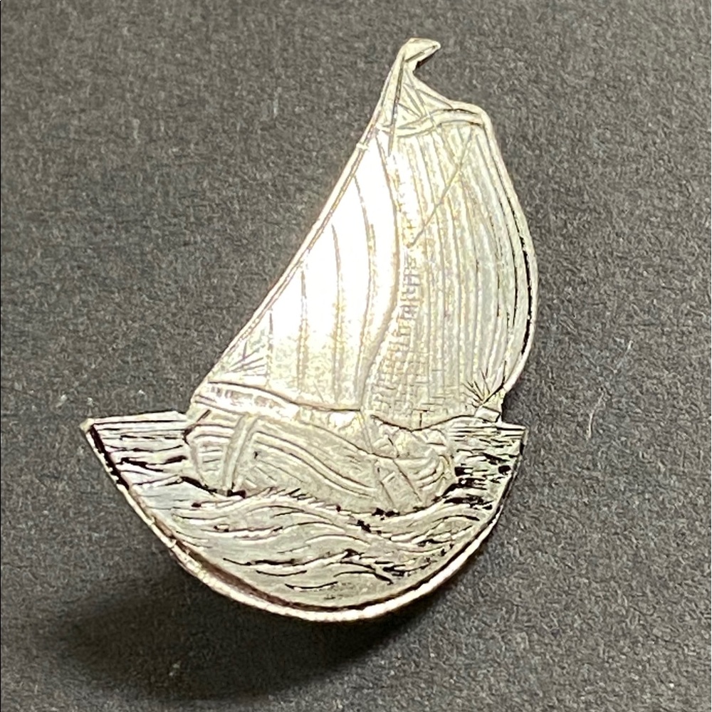 Vintage Silver P&S Dijkstra Sneek Sailboat Brooch
